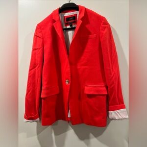 J. Crew Regent Blazer Wool Flannel Single Button Bright Red Orange | Size 6